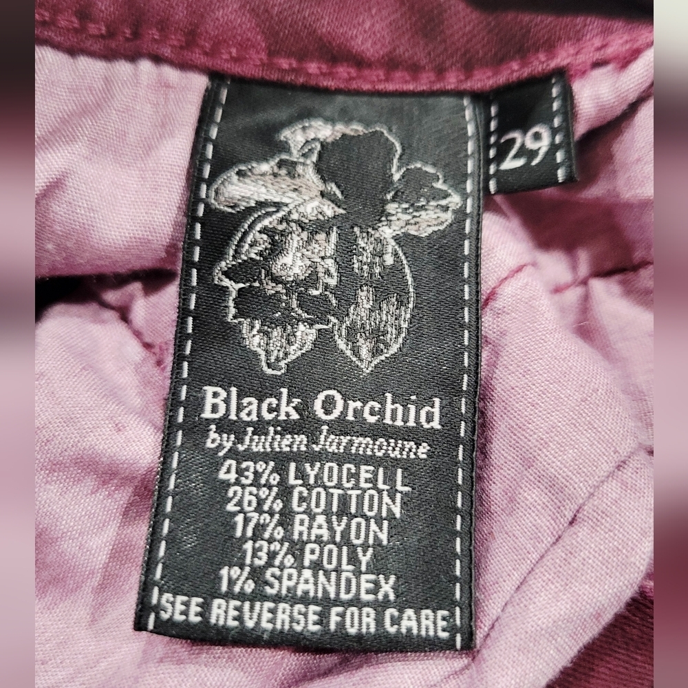 NWT Black Orchid Burgundy Black Jewel Floral Skinny Jeans | Size 29 - Picture 8 of 9